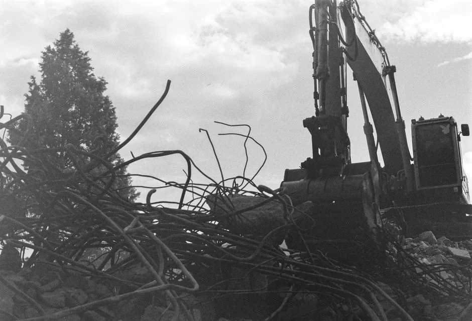 Excavator at a demolition site